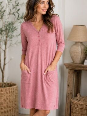 Cuddl Duds Seriously Soft Sweater Knit Dress XS Pink Heather NWOT